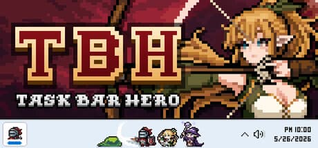 TBH Task Bar Hero pixel logo and party in the Windows taskbar
